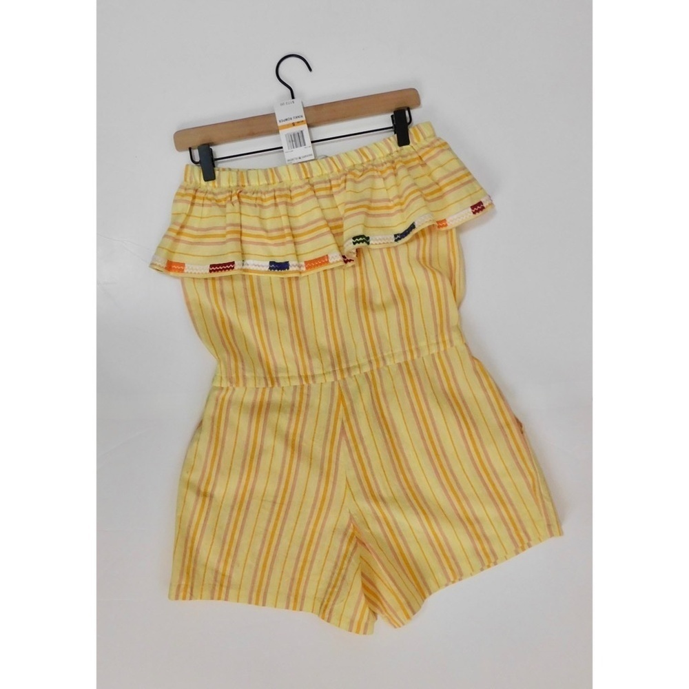 NWT!! KOPAL Rinku Romper Embroidered Ruffle Off Shoulder Vacation Boho Small - Picture 10 of 16